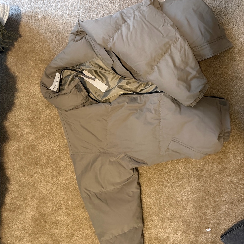 Essentials Cream Puffer Jacket with Hood